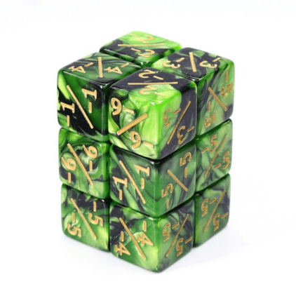 Kit de 6 dés - Counter Dice Negative (Green+ Black)